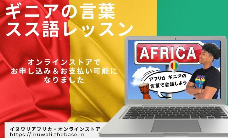 ギニアの国旗とパソコン